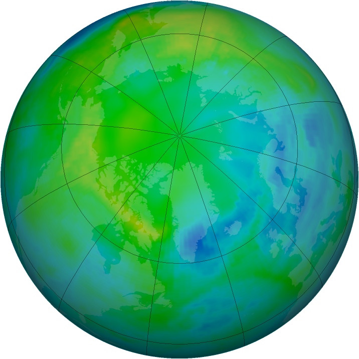 Arctic ozone map for 27 October 1989